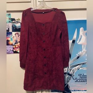 90s Burgundy Corduroy Dress